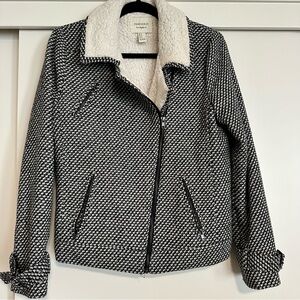 Forever 21‎ Houndstooth and Sherpa Moto Jacket
